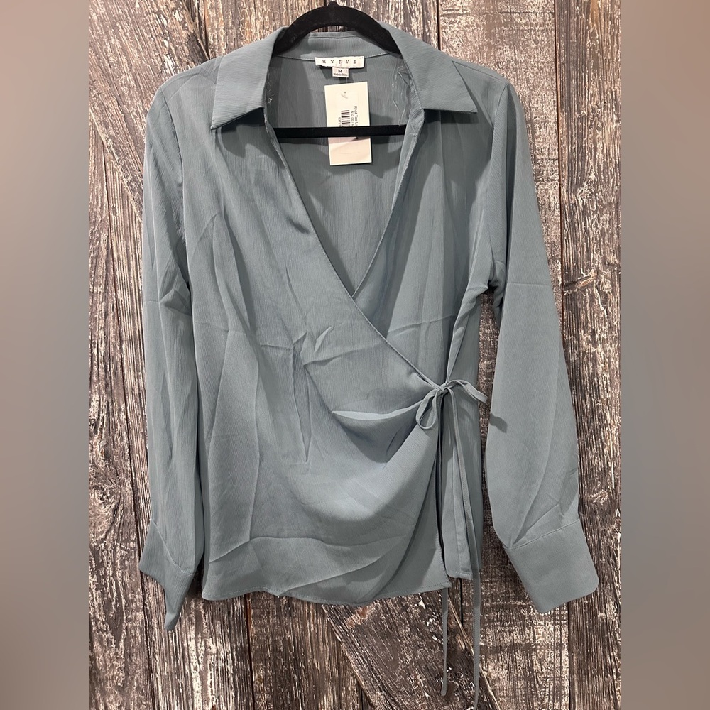 HYFVE Slate Blue Wrap Blouse